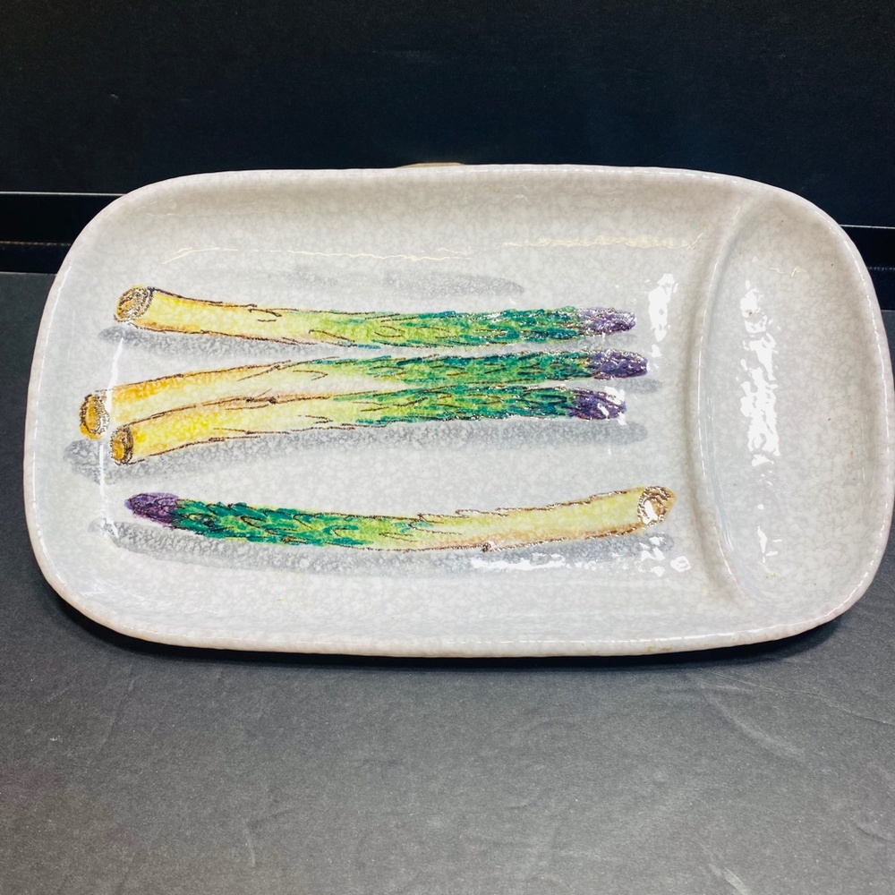 Asparagus Plate Hand Painted Italy 10”x5&3/4” Ceramic Serving Tray Dish Handmade - Picture 13 of 13